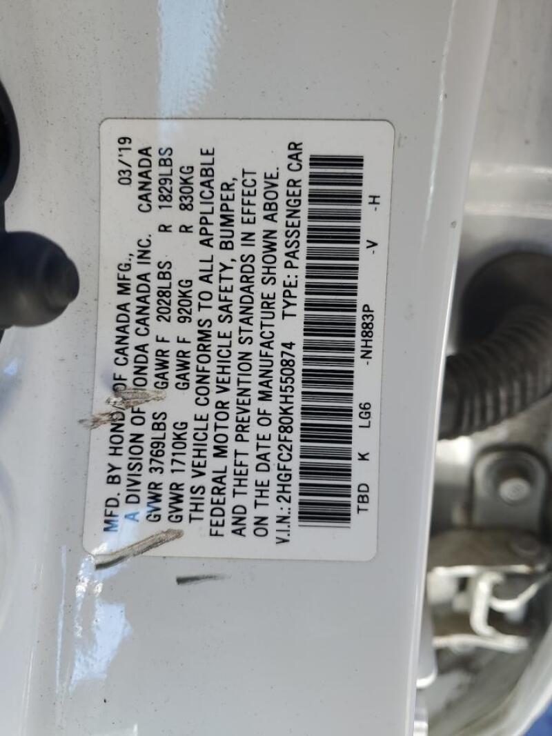 2019 HONDA CIVIC SPORT - 2HGFC2F80KH550874 | SeoVin.biz