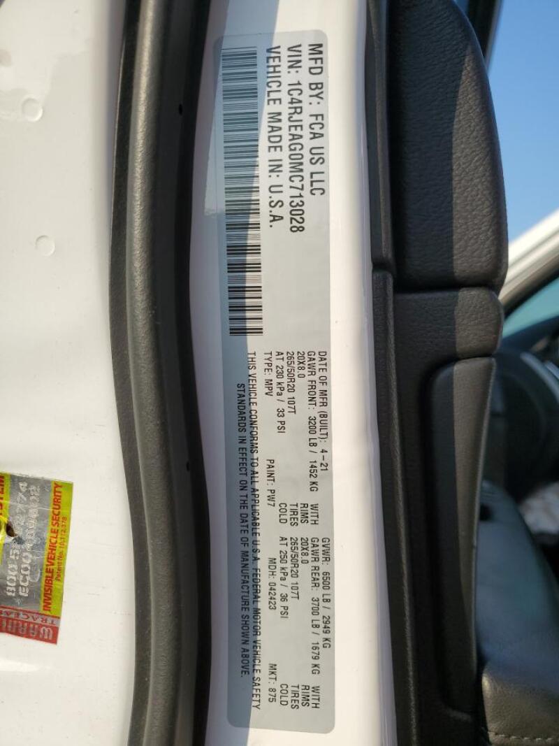2021 JEEP GRAND CHEROKEE LAREDO - 1C4RJEAG0MC713028 | SeoVin.biz
