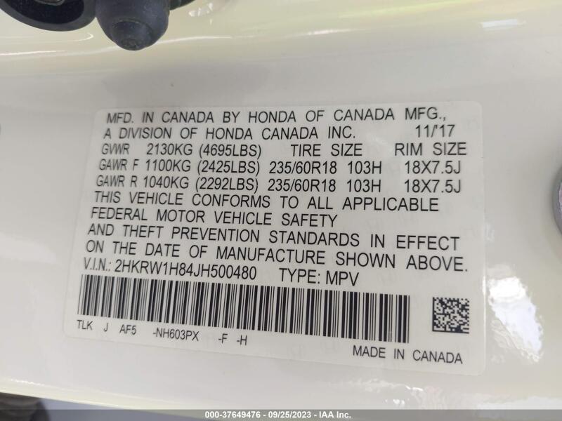 2018 HONDA CR-V EX-L/EX-L NAVI - 2HKRW1H84JH500480 | SeoVin.biz