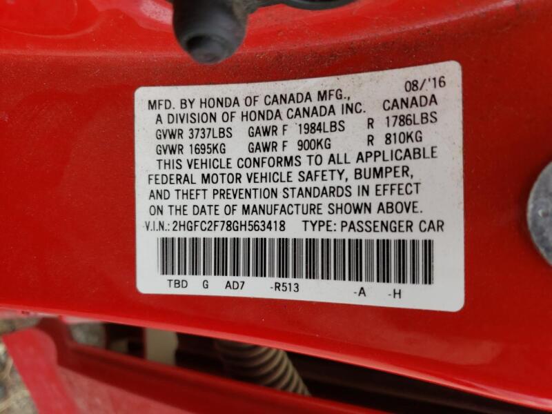 2016 HONDA CIVIC EX - 2HGFC2F78GH563418 | SeoVin.biz