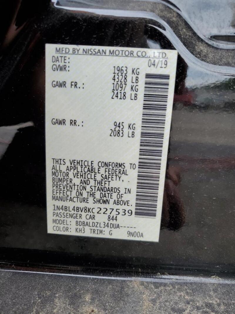 2019 NISSAN ALTIMA S - 1N4BL4BV8KC227539 | SeoVin.biz