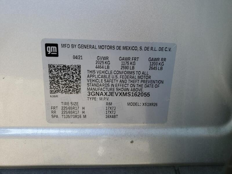 2021 CHEVROLET EQUINOX LT - 3GNAXJEVXMS162055 | SeoVin.biz