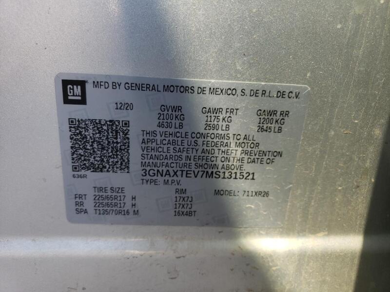 2021 CHEVROLET EQUINOX LT - 3GNAXTEV7MS131521 | SeoVin.biz