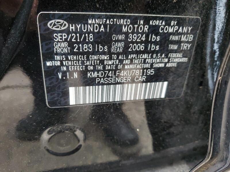 2019 HYUNDAI ELANTRA SE - KMHD74LF4KU781195 | SeoVin.biz