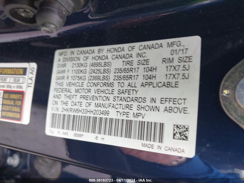 2017 HONDA CR-V LX - 2HKRW6H33HH203499 | SeoVin.biz