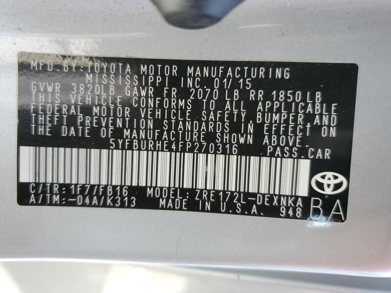 2015 TOYOTA COROLLA L - 5YFBURHE4FP270316 | SeoVin.biz