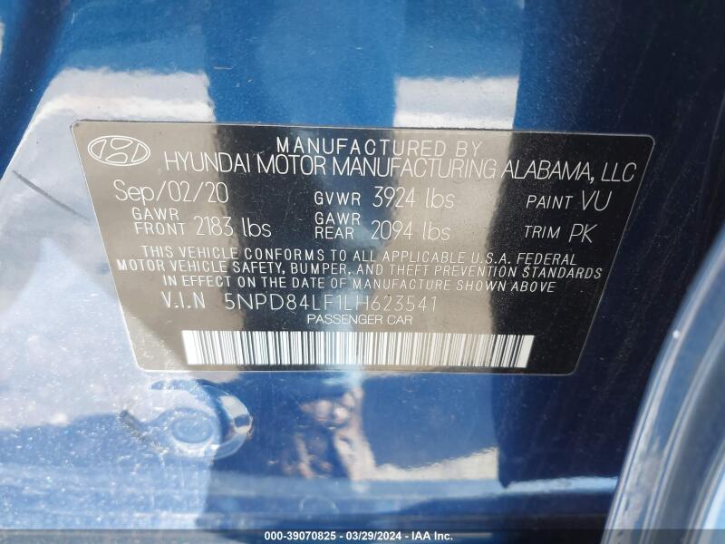 2020 HYUNDAI ELANTRA SEL - 5NPD84LF1LH623541 | SeoVin.biz