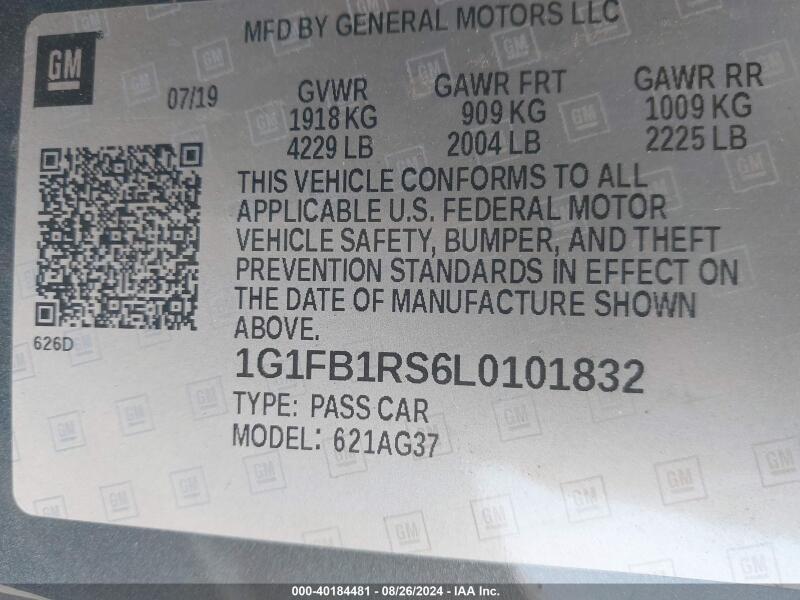 2020 CHEVROLET CAMARO RWD 1LT - 1G1FB1RS6L0101832 | SeoVin.biz