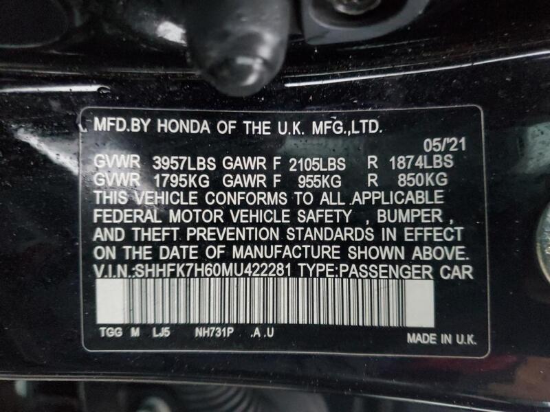 2021 HONDA CIVIC EX - SHHFK7H60MU422281 | SeoVin.biz