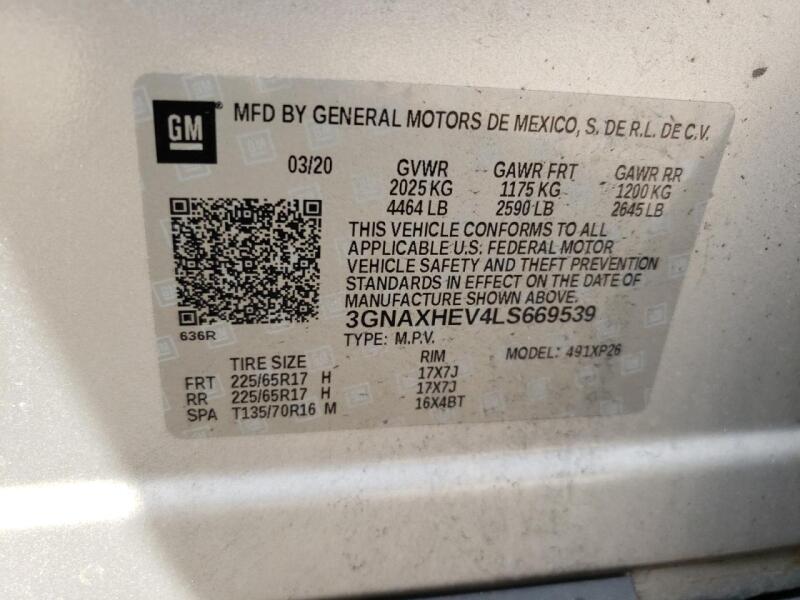2020 CHEVROLET EQUINOX LS - 3GNAXHEV4LS669539 | SeoVin.biz