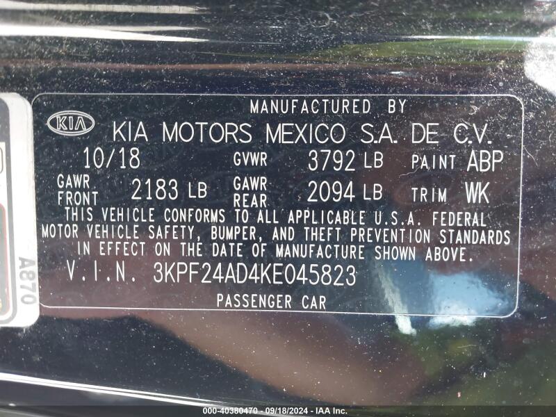 2019 KIA FORTE LXS - 3KPF24AD4KE045823 | SeoVin.biz