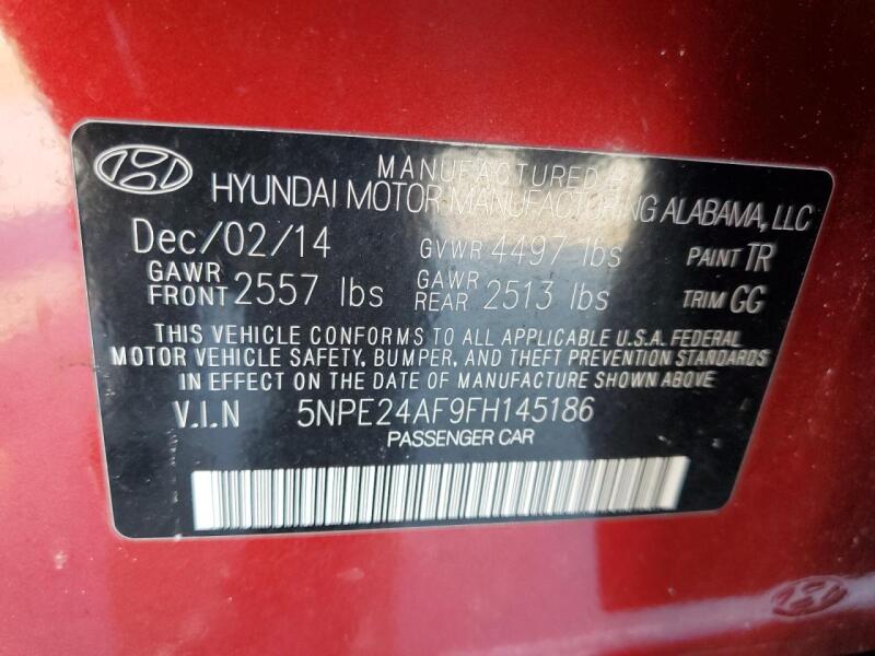2015 HYUNDAI SONATA SE - 5NPE24AF9FH145186 | SeoVin.biz