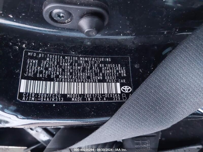 2017 TOYOTA COROLLA SE - 5YFBURHE8HP629976 | SeoVin.biz
