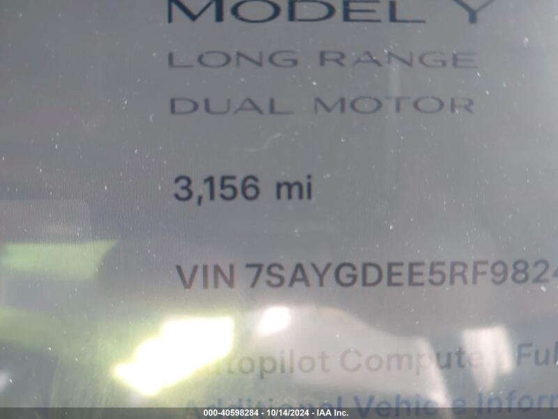 2024 TESLA MODEL Y LONG RANGE DUAL MOTOR ALL-WHEEL DRIVE - 7SAYGDEE5RF982457 | SeoVin.biz