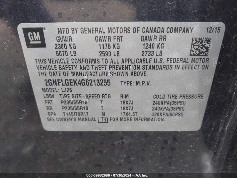 2016 CHEVROLET EQUINOX LTZ - 2GNFLGEK4G6213255 | SeoVin.biz