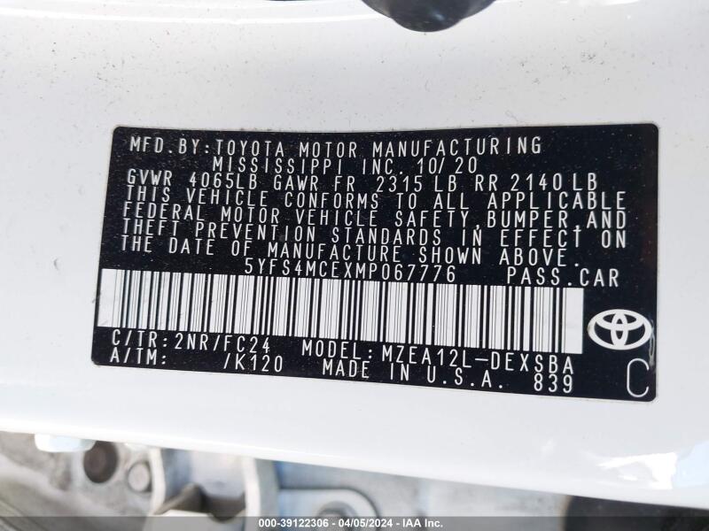 2021 TOYOTA COROLLA SE APEX EDITION - 5YFS4MCEXMP067776 | SeoVin.biz
