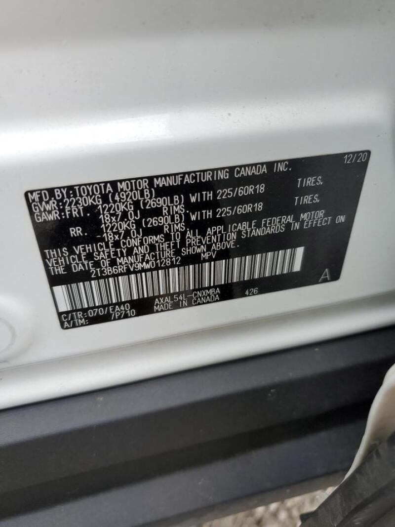2021 TOYOTA RAV4 XLE PREMIUM - 2T3B6RFV9MW012812 | SeoVin.biz