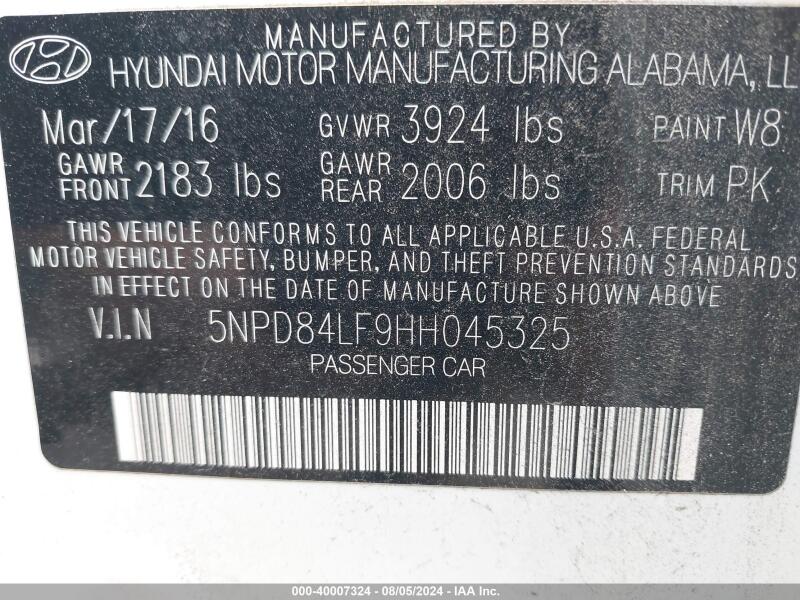 2017 HYUNDAI ELANTRA SE - 5NPD84LF9HH045325 | SeoVin.biz