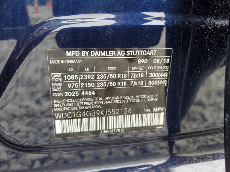 2019 MERCEDES-BENZ GLA 250 4MATIC - WDCTG4GB9KJ552126 | SeoVin.biz