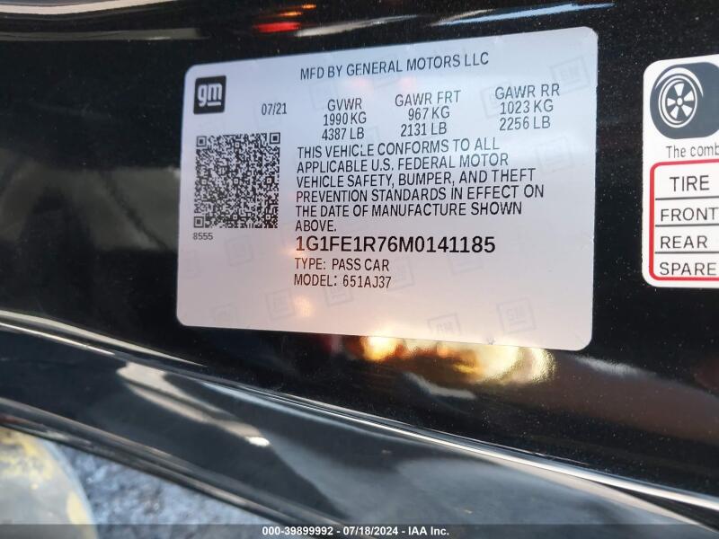 2021 CHEVROLET CAMARO RWD LT1 - 1G1FE1R76M0141185 | SeoVin.biz