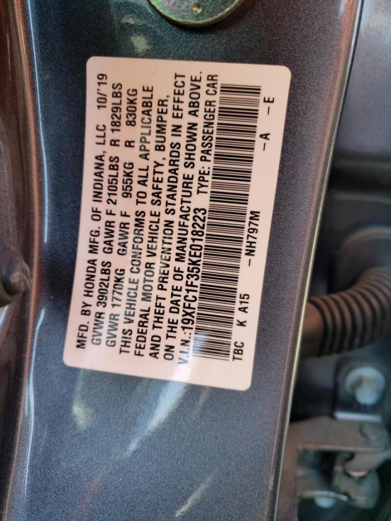 2019 HONDA CIVIC EX - 19XFC1F35KE018223 | SeoVin.biz