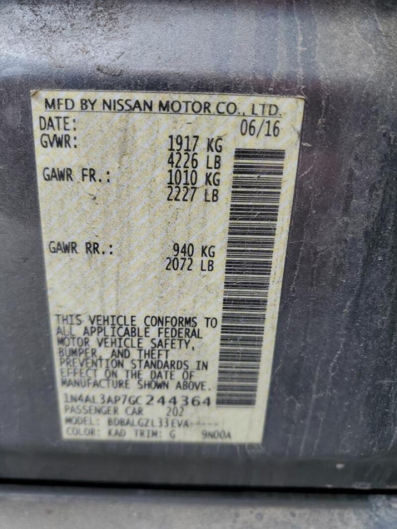 2016 NISSAN ALTIMA 2.5 - 1N4AL3AP7GC244364 | SeoVin.biz