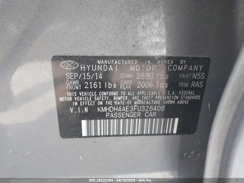 2015 HYUNDAI ELANTRA LIMITED - KMHDH4AE3FU328408 | SeoVin.biz