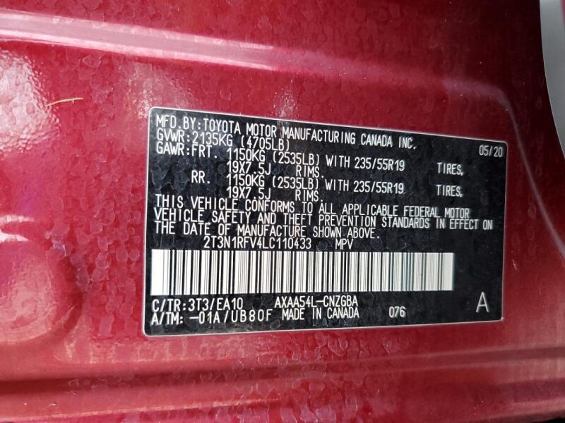 2020 TOYOTA RAV4 LIMITED - 2T3N1RFV4LC110433 | SeoVin.biz