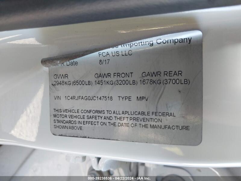 2018 JEEP GRAND CHEROKEE LAREDO - 1C4RJFAG0JC147518 | SeoVin.biz