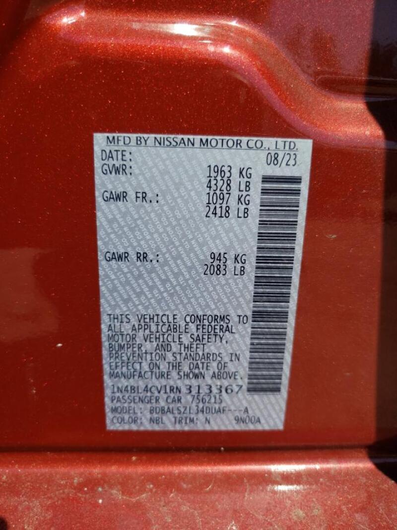 2024 NISSAN ALTIMA SR - 1N4BL4CV1RN313367 | SeoVin.biz