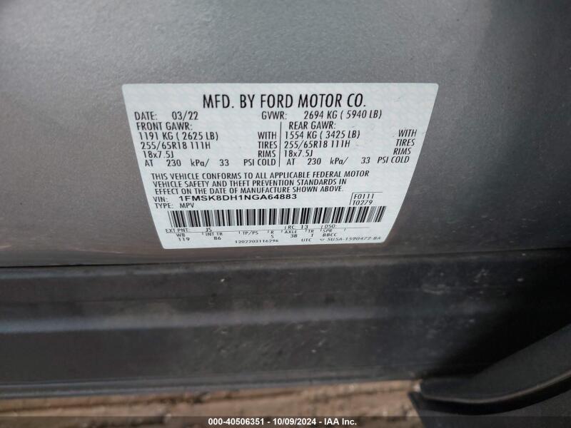 2022 FORD EXPLORER XLT - 1FMSK8DH1NGA64883 | SeoVin.biz