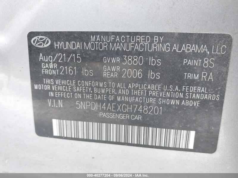 2016 HYUNDAI ELANTRA SE - 5NPDH4AEXGH748201 | SeoVin.biz