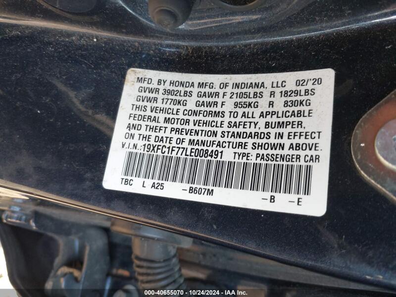 2020 HONDA CIVIC EX-L - 19XFC1F77LE008491 | SeoVin.biz
