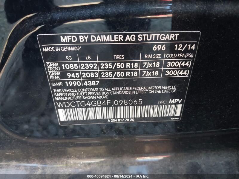 2015 MERCEDES-BENZ GLA 250 4MATIC - WDCTG4GB4FJ098065 | SeoVin.biz