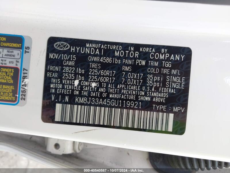 2016 HYUNDAI TUCSON SE - KM8J33A45GU119921 | SeoVin.biz