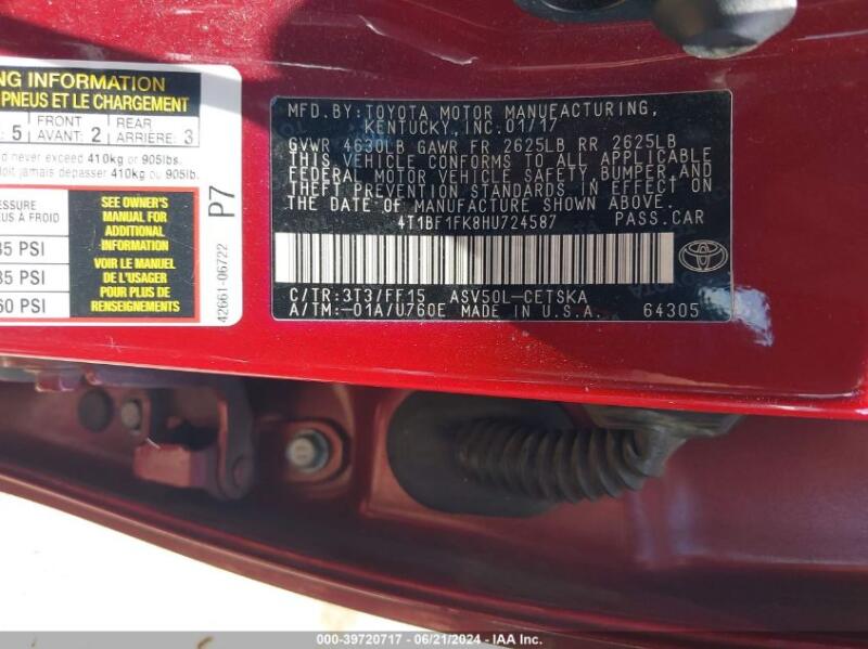 2017 TOYOTA CAMRY SE - 4T1BF1FK8HU724587 | SeoVin.biz