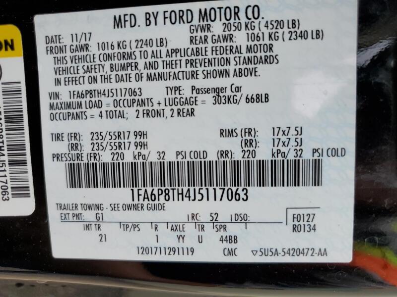 2018 FORD MUSTANG - 1FA6P8TH4J5117063 | SeoVin.biz