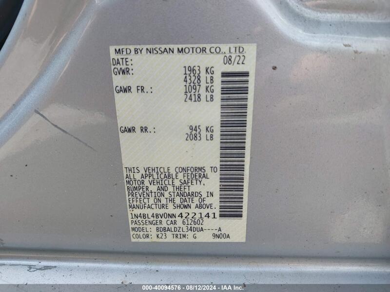 2022 NISSAN ALTIMA S FWD - 1N4BL4BV0NN422141 | SeoVin.biz