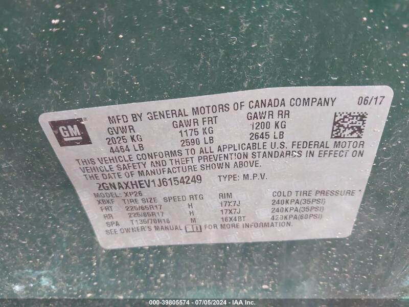 2018 CHEVROLET EQUINOX LS - 2GNAXHEV1J6154249 | SeoVin.biz