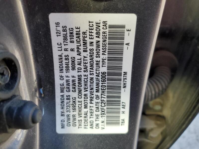 2017 HONDA CIVIC EX - 19XFC2F77HE016006 | SeoVin.biz
