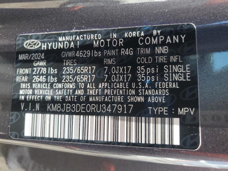 2024 HYUNDAI TUCSON SEL - KM8JB3DE0RU347917 | SeoVin.biz