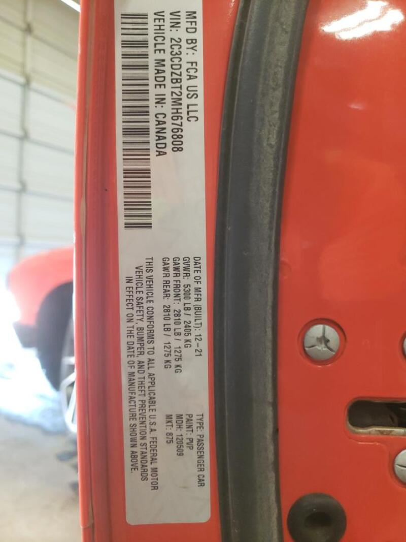 2021 DODGE CHALLENGER R/T - 2C3CDZBT2MH676808 | SeoVin.biz