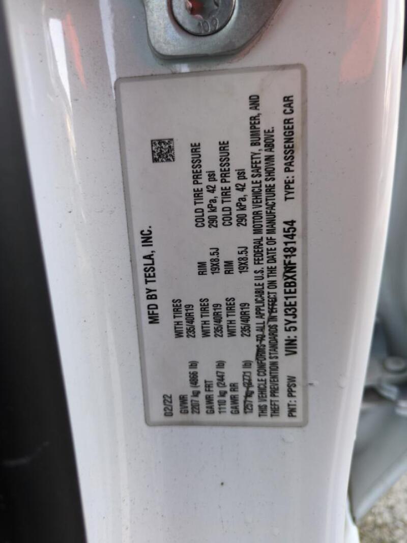 2022 TESLA MODEL 3 - 5YJ3E1EBXNF181454 | SeoVin.biz