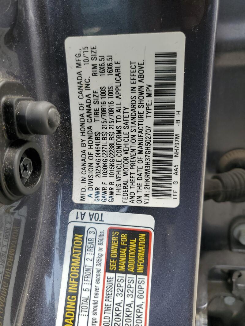 2016 HONDA CR-V LX - 2HKRM3H37GH502707 | SeoVin.biz