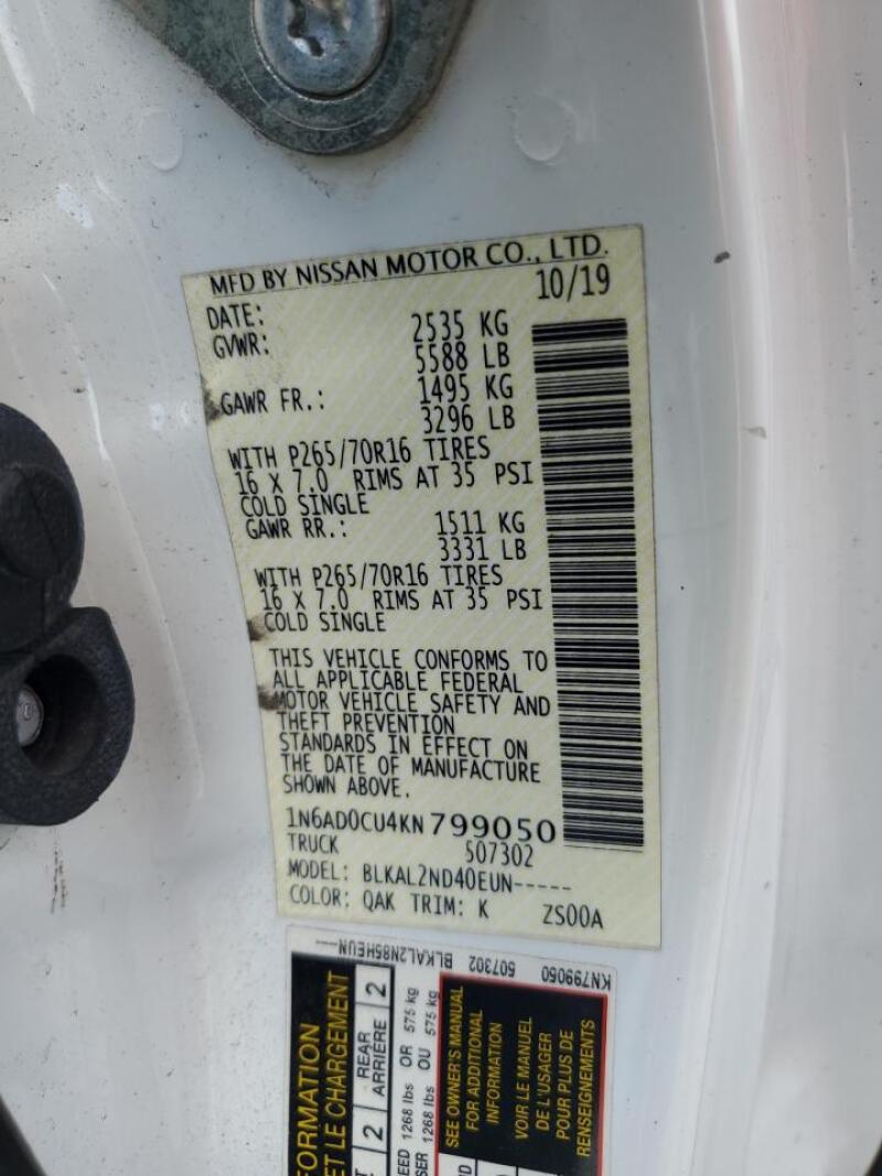 2019 NISSAN FRONTIER SV - 1N6AD0CU4KN799050 | SeoVin.biz