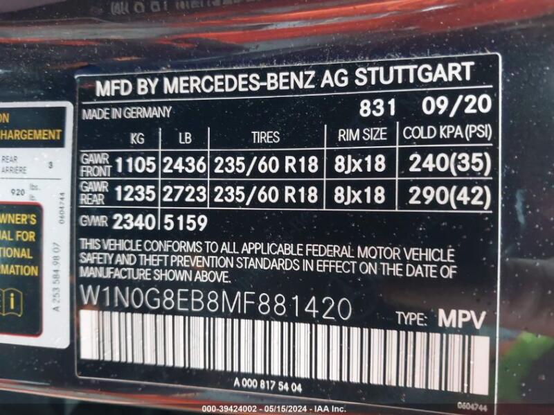 2021 MERCEDES-BENZ GLC 300 4MATIC SUV - W1N0G8EB8MF881420 | SeoVin.biz