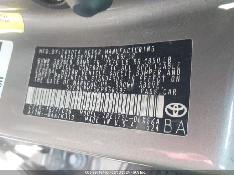 2019 TOYOTA COROLLA SE - 5YFBURHE5KP858297 | SeoVin.biz