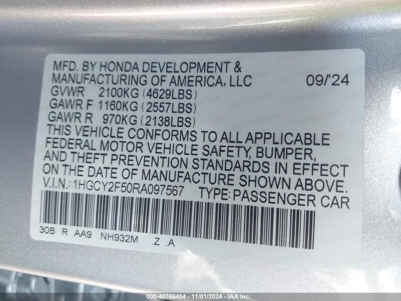 2024 HONDA ACCORD HYBRID SPORT - 1HGCY2F50RA097567 | SeoVin.biz