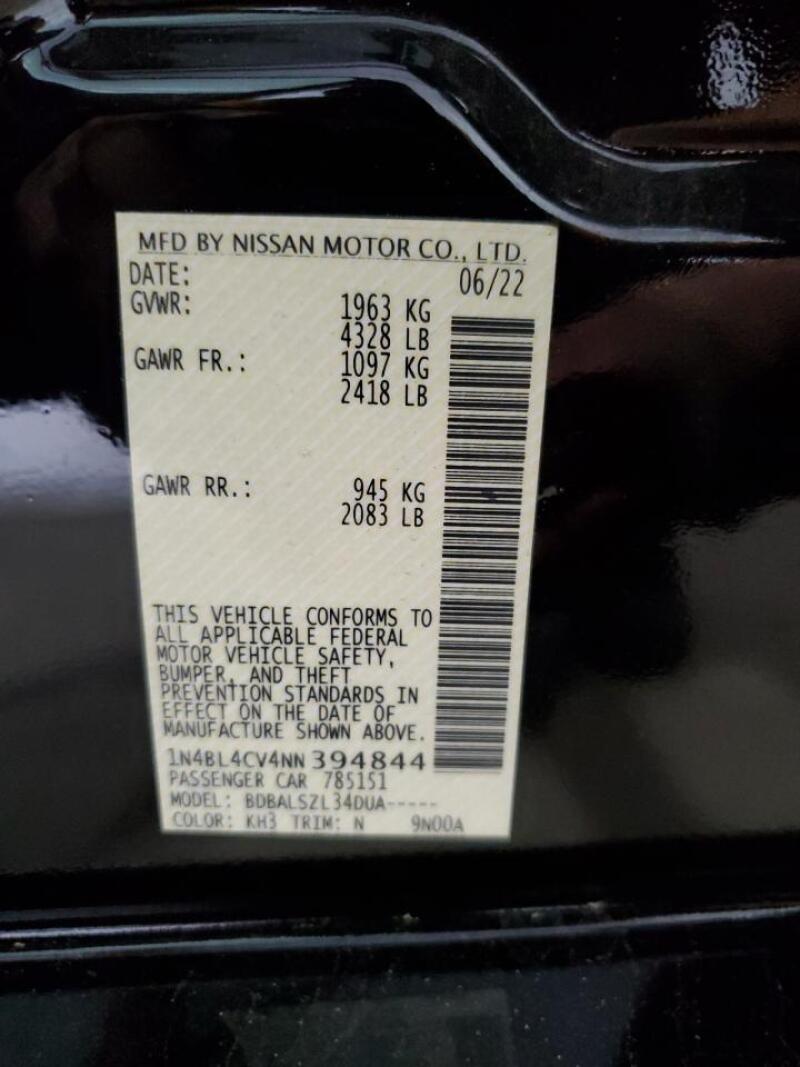 2022 NISSAN ALTIMA SR - 1N4BL4CV4NN394844 | SeoVin.biz
