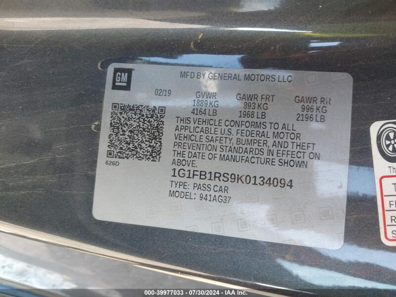2019 CHEVROLET CAMARO 1LT - 1G1FB1RS9K0134094 | SeoVin.biz
